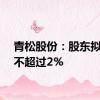 青松股份：股东拟减持不超过2%