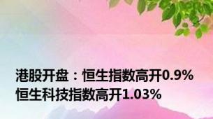 港股开盘：恒生指数高开0.9% 恒生科技指数高开1.03%