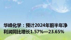 华峰化学：预计2024年前半年净利润同比增长1.57%—23.65%