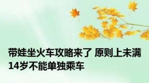 带娃坐火车攻略来了 原则上未满14岁不能单独乘车