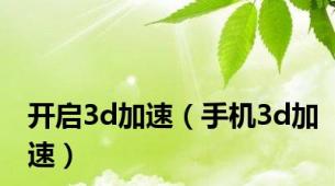 开启3d加速（手机3d加速）