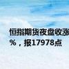 恒指期货夜盘收涨0.68%，报17978点