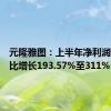 元隆雅图：上半年净利润预计同比增长193.57%至311%