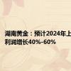 湖南黄金：预计2024年上半年净利润增长40%-60%