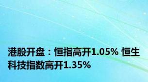 港股开盘：恒指高开1.05% 恒生科技指数高开1.35%