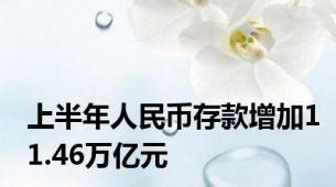 上半年人民币存款增加11.46万亿元