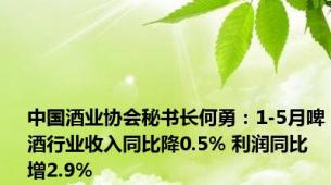 中国酒业协会秘书长何勇：1-5月啤酒行业收入同比降0.5% 利润同比增2.9%