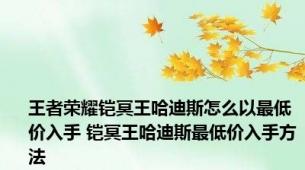 王者荣耀铠冥王哈迪斯怎么以最低价入手 铠冥王哈迪斯最低价入手方法