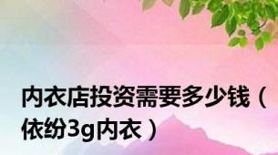 内衣店投资需要多少钱（依纷3g内衣）