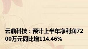 云鼎科技：预计上半年净利润7200万元同比增114.46%