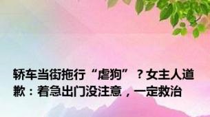 轿车当街拖行“虐狗”？女主人道歉：着急出门没注意，一定救治