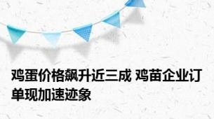 鸡蛋价格飙升近三成 鸡苗企业订单现加速迹象