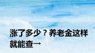 涨了多少？养老金这样就能查→