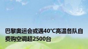 巴黎奥运会或遇40℃高温各队自费购空调超2500台