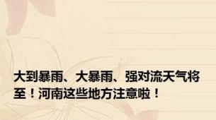 大到暴雨、大暴雨、强对流天气将至！河南这些地方注意啦！