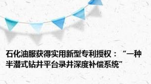 石化油服获得实用新型专利授权：“一种半潜式钻井平台录井深度补偿系统”