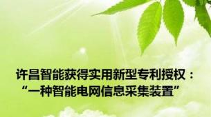 许昌智能获得实用新型专利授权：“一种智能电网信息采集装置”