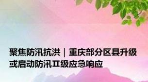 聚焦防汛抗洪｜重庆部分区县升级或启动防汛Ⅱ级应急响应