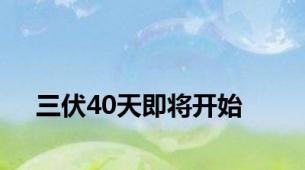 三伏40天即将开始