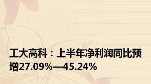 工大高科：上半年净利润同比预增27.09%—45.24%