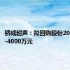 骄成超声：拟回购股份2000万元-4000万元