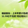 福能股份：上半年累计完成发电量111.59亿千瓦时 同比增长2.76%