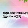 海鸥股份今日跌超8% 四机构净卖出4070.88万元