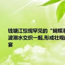 钱塘江惊现罕见的“蝴蝶潮”：两波潮水交织一起,形成壮观的视觉盛宴