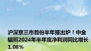 沪深京三市首份半年报出炉！中金辐照2024年半年度净利润同比增长1.08%