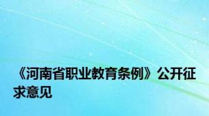 《河南省职业教育条例》公开征求意见