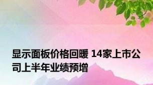 显示面板价格回暖 14家上市公司上半年业绩预增