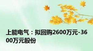 上能电气：拟回购2600万元-3600万元股份