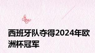 西班牙队夺得2024年欧洲杯冠军