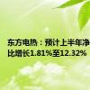 东方电热：预计上半年净利润同比增长1.81%至12.32%