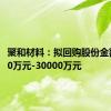 聚和材料：拟回购股份金额15000万元-30000万元