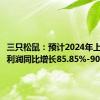 三只松鼠：预计2024年上半年净利润同比增长85.85%-90.08%