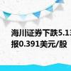 海川证券下跌5.13%，报0.391美元/股