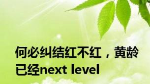 何必纠结红不红，黄龄已经next level