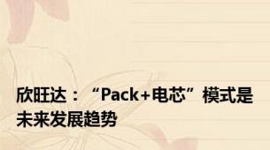 欣旺达：“Pack+电芯”模式是未来发展趋势