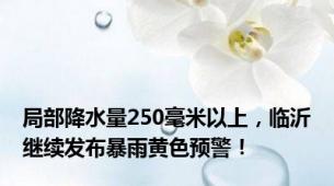 局部降水量250毫米以上，临沂继续发布暴雨黄色预警！