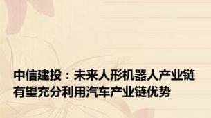 中信建投：未来人形机器人产业链有望充分利用汽车产业链优势