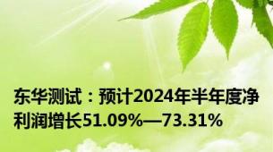 东华测试：预计2024年半年度净利润增长51.09%—73.31%