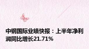 中钢国际业绩快报：上半年净利润同比增长21.71%