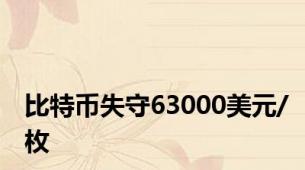 比特币失守63000美元/枚