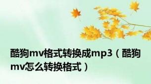 酷狗mv格式转换成mp3（酷狗mv怎么转换格式）