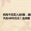 机构今日买入这6股，抛售金龙汽车4899万元丨龙虎榜