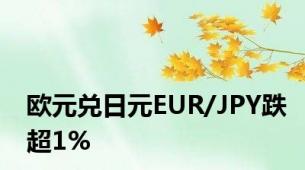 欧元兑日元EUR/JPY跌超1%