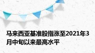 马来西亚基准股指涨至2021年3月中旬以来最高水平