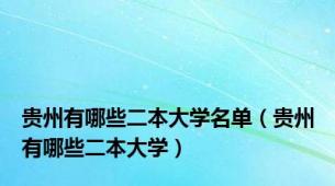 贵州有哪些二本大学名单（贵州有哪些二本大学）