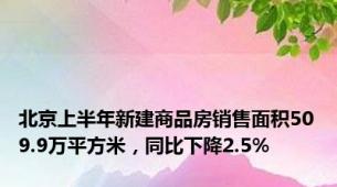 北京上半年新建商品房销售面积509.9万平方米，同比下降2.5%